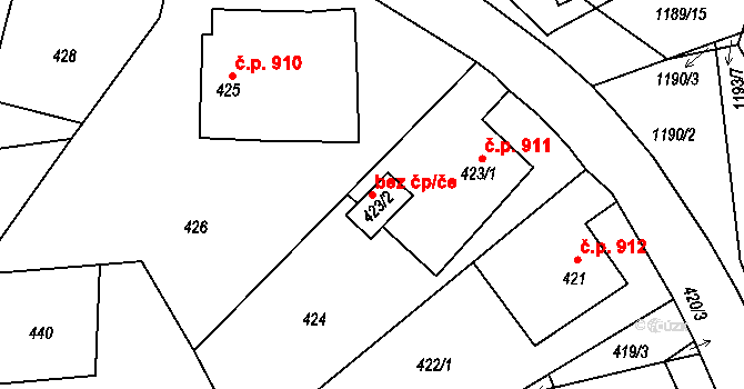 Havířov 49176919 na parcele st. 423/2 v KÚ Šumbark, Katastrální mapa