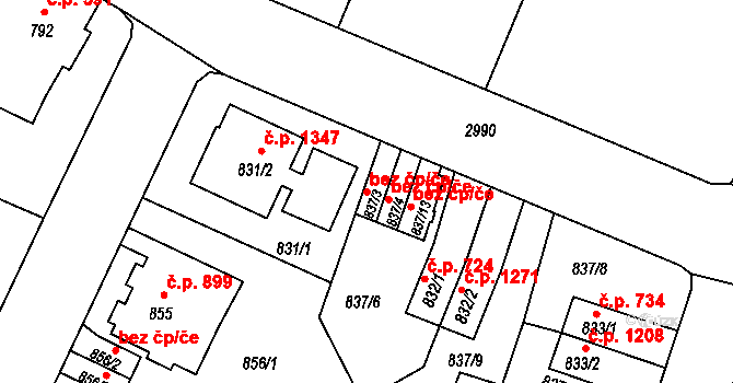Děčín 50506919 na parcele st. 837/3 v KÚ Děčín, Katastrální mapa