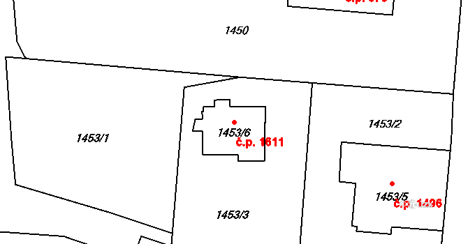 Český Těšín 1611 na parcele st. 1453/6 v KÚ Český Těšín, Katastrální mapa