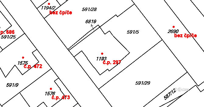 Beroun-Závodí 297, Beroun na parcele st. 1193 v KÚ Beroun, Katastrální mapa