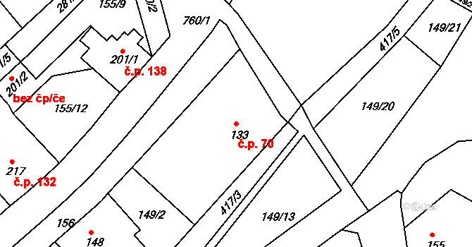 Malá Skalice 70, Česká Skalice na parcele st. 133 v KÚ Malá Skalice, Katastrální mapa