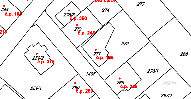 Olomučany 155 na parcele st. 271 v KÚ Olomučany, Katastrální mapa