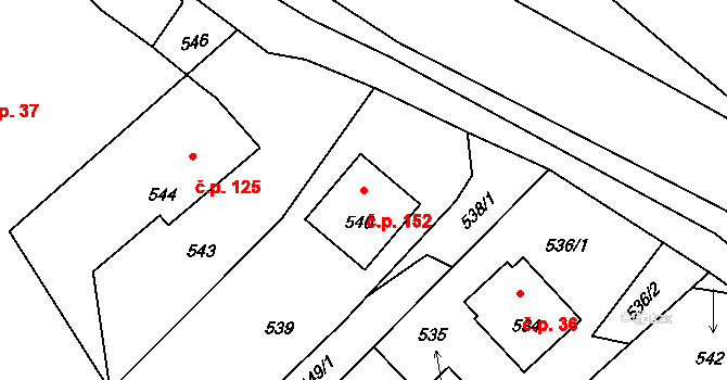 Stachovice 152, Fulnek na parcele st. 540 v KÚ Stachovice, Katastrální mapa