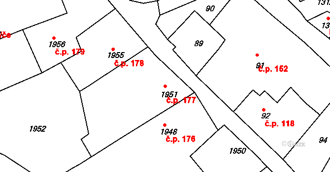 Odry 177 na parcele st. 1951 v KÚ Odry, Katastrální mapa