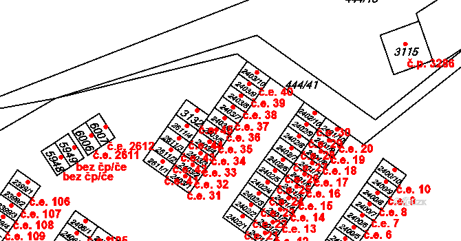 Žatec 36 na parcele st. 2403/6 v KÚ Žatec, Katastrální mapa