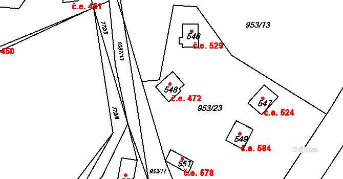 Šťáhlavy 472 na parcele st. 548 v KÚ Šťáhlavy, Katastrální mapa