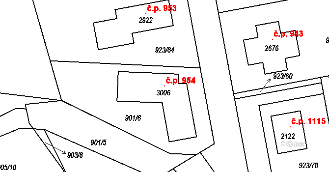 Prachatice II 954, Prachatice na parcele st. 3006 v KÚ Prachatice, Katastrální mapa