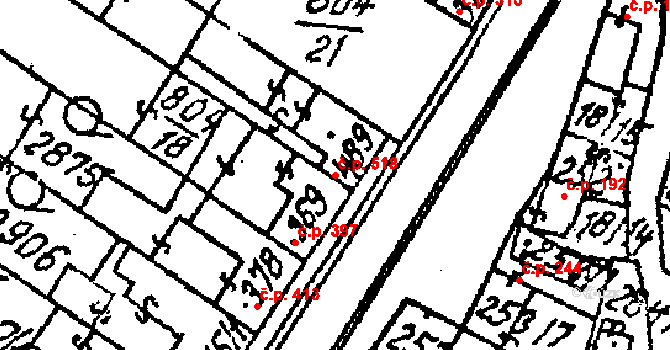 Kostice 518 na parcele st. 489 v KÚ Kostice, Katastrální mapa