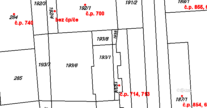 Pohořelice 713,714 na parcele st. 193/1 v KÚ Pohořelice nad Jihlavou, Katastrální mapa