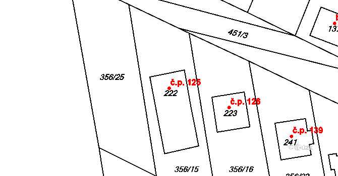 Mramotice 125, Znojmo na parcele st. 222 v KÚ Mramotice, Katastrální mapa