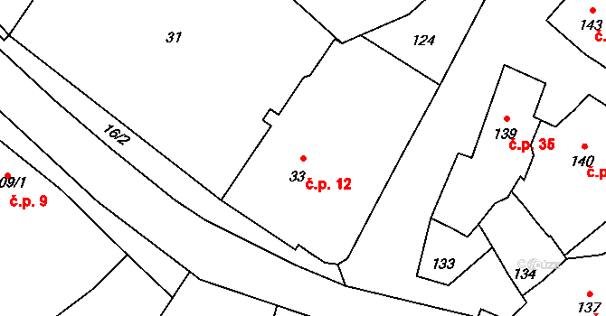 Přerov VII-Čekyně 12, Přerov na parcele st. 33 v KÚ Čekyně, Katastrální mapa