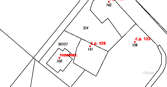 Oskořínek 1207920 na parcele st. 141 v KÚ Oskořínek, Katastrální mapa