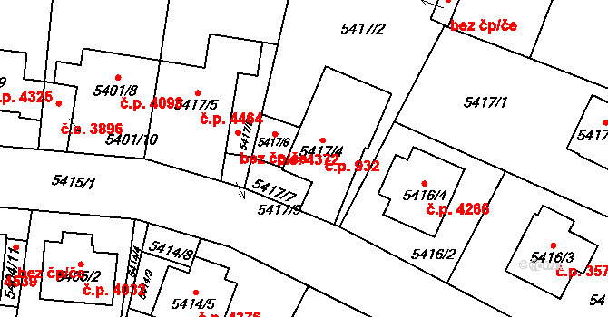 Jihlava 932 na parcele st. 5417/4 v KÚ Jihlava, Katastrální mapa