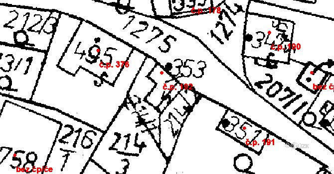 Jablonné v Podještědí 192 na parcele st. 353 v KÚ Jablonné v Podještědí, Katastrální mapa