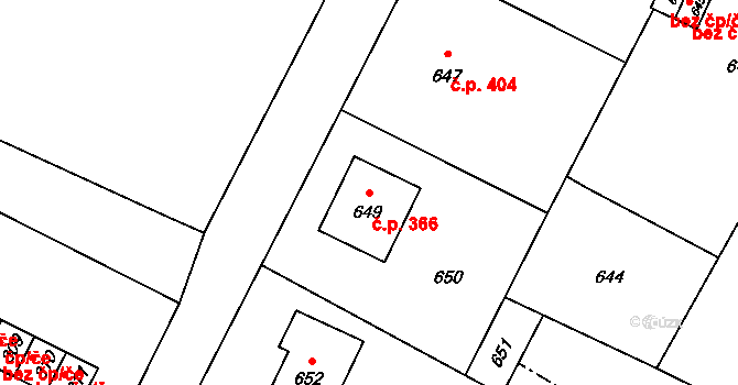 Vrbno pod Pradědem 366 na parcele st. 649 v KÚ Vrbno pod Pradědem, Katastrální mapa