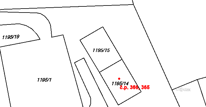Kynšperk nad Ohří 365,366 na parcele st. 1195/15 v KÚ Kynšperk nad Ohří, Katastrální mapa