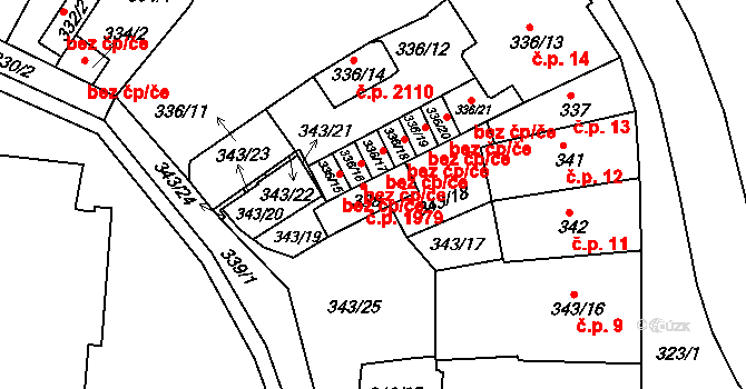 Tachov 1979 na parcele st. 338 v KÚ Tachov, Katastrální mapa