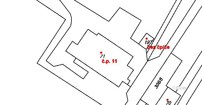 Charbuzice 11, Stěžery na parcele st. 71 v KÚ Stěžírky, Katastrální mapa