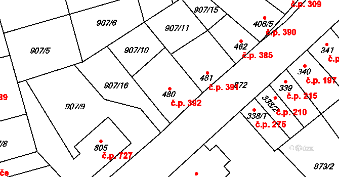Libochovice 392 na parcele st. 480 v KÚ Libochovice, Katastrální mapa