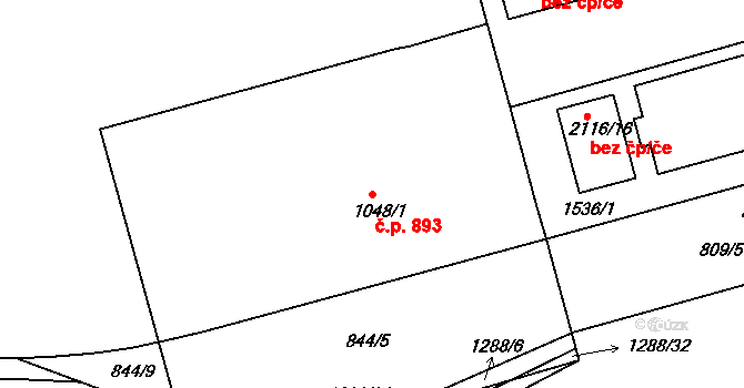Strakonice I 893, Strakonice na parcele st. 1048/12 v KÚ Strakonice, Katastrální mapa