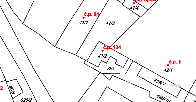 Cerekvice nad Loučnou 134 na parcele st. 41/2 v KÚ Cerekvice nad Loučnou, Katastrální mapa