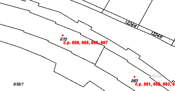 Náměšť nad Oslavou 665,666,667,668 na parcele st. 870 v KÚ Náměšť nad Oslavou, Katastrální mapa