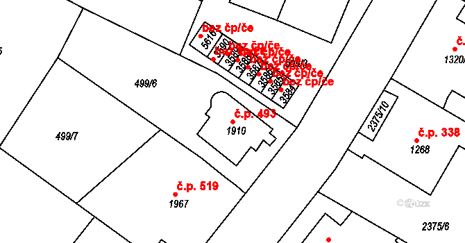 Chrudim II 493, Chrudim na parcele st. 1910 v KÚ Chrudim, Katastrální mapa