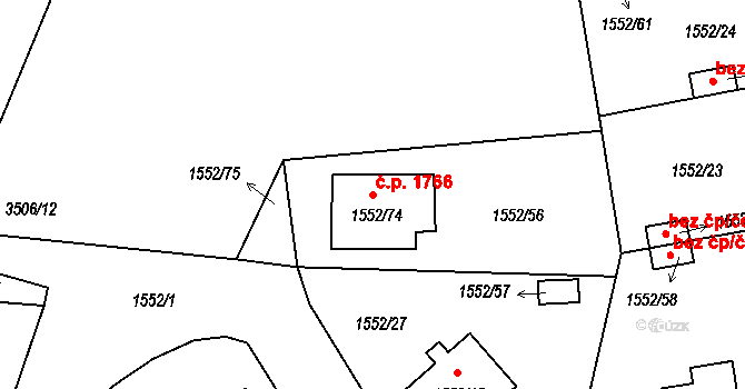 Pelhřimov 1766 na parcele st. 1552/74 v KÚ Pelhřimov, Katastrální mapa