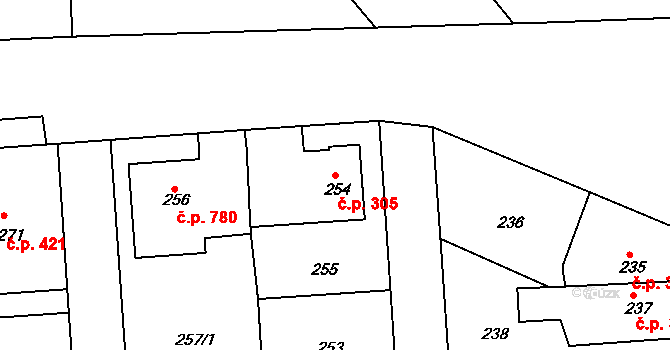 Volyně 305 na parcele st. 254 v KÚ Volyně, Katastrální mapa