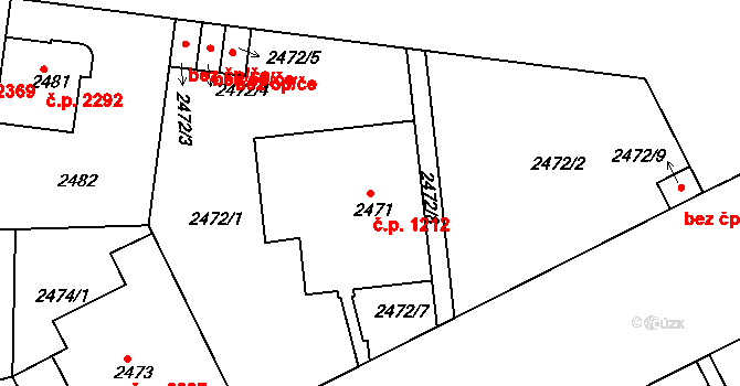 Smíchov 1212, Praha na parcele st. 2471 v KÚ Smíchov, Katastrální mapa