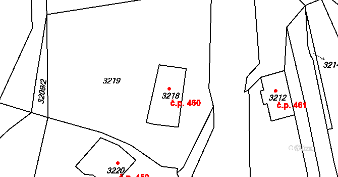 Liberec XXX-Vratislavice nad Nisou 460, Liberec na parcele st. 3218 v KÚ Vratislavice nad Nisou, Katastrální mapa
