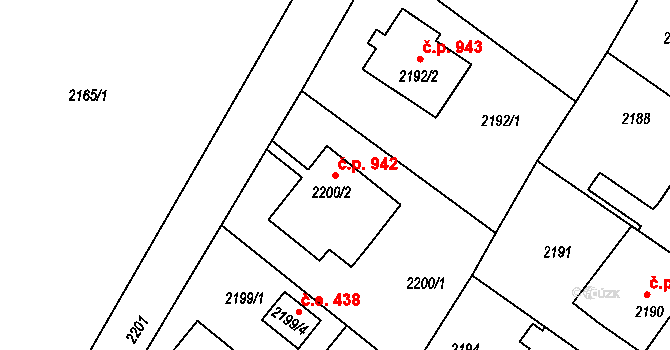 Rumburk 1 942, Rumburk na parcele st. 2200/2 v KÚ Rumburk, Katastrální mapa