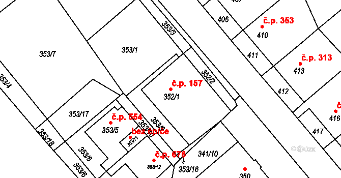Zbýšov 157 na parcele st. 352/1 v KÚ Zbýšov u Oslavan, Katastrální mapa