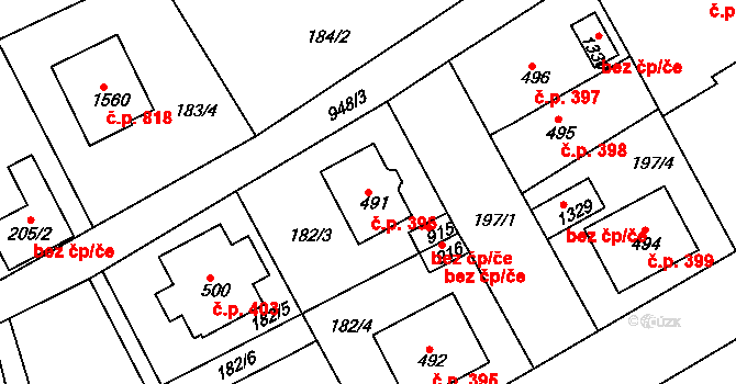Hostinné 396 na parcele st. 491 v KÚ Hostinné, Katastrální mapa