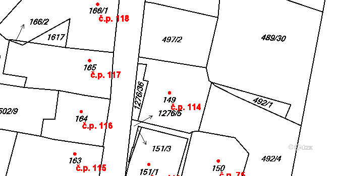 Koloděje nad Lužnicí 114, Týn nad Vltavou na parcele st. 149 v KÚ Koloděje nad Lužnicí, Katastrální mapa