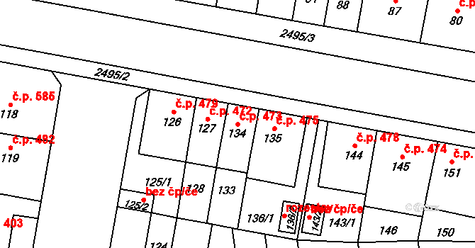 Skvrňany 473, Plzeň na parcele st. 134 v KÚ Skvrňany, Katastrální mapa