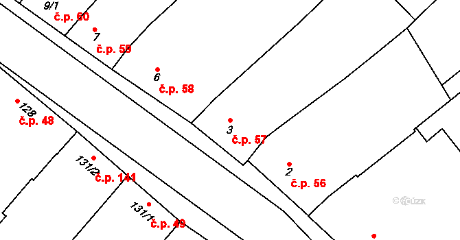 Držovice 57 na parcele st. 3 v KÚ Držovice na Moravě, Katastrální mapa