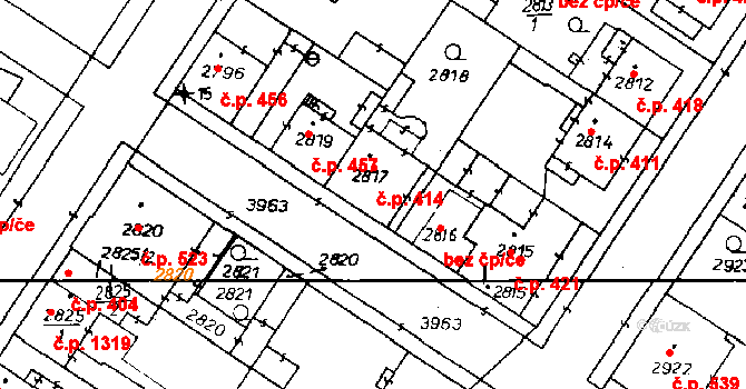 Poděbrady III 414, Poděbrady na parcele st. 2817 v KÚ Poděbrady, Katastrální mapa
