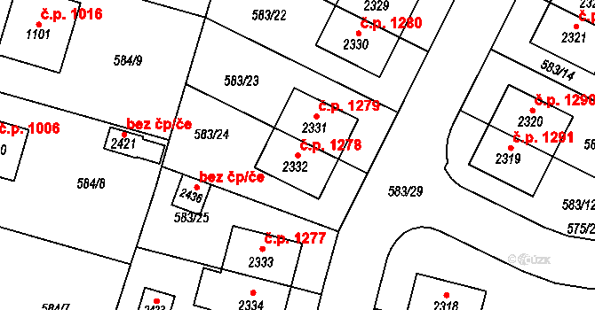 Třebechovice pod Orebem 1278 na parcele st. 2332 v KÚ Třebechovice pod Orebem, Katastrální mapa
