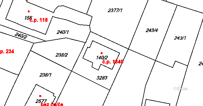 Kateřinky 1640, Opava na parcele st. 140/2 v KÚ Kateřinky u Opavy, Katastrální mapa