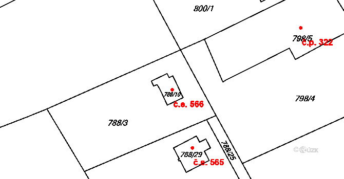 Staré Město 566, Karviná na parcele st. 788/10 v KÚ Staré Město u Karviné, Katastrální mapa