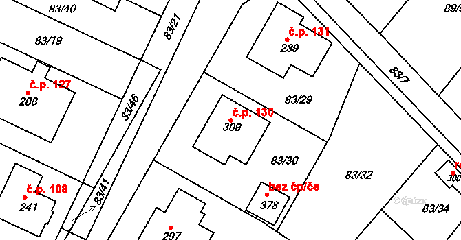 Radošovice 130 na parcele st. 309 v KÚ Radošovice u Strakonic, Katastrální mapa