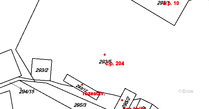 Dolní Libchava 204, Česká Lípa na parcele st. 293/5 v KÚ Dolní Libchava, Katastrální mapa