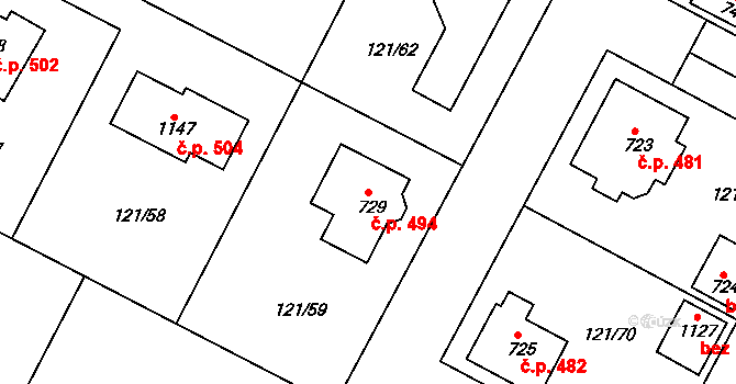 Staňkov II 494, Staňkov na parcele st. 729 v KÚ Staňkov-ves, Katastrální mapa