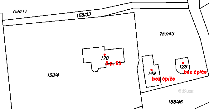 Mladotice 53, Drhovle na parcele st. 170 v KÚ Mladotice u Drhovle, Katastrální mapa