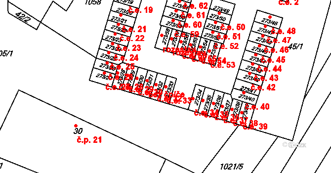 Obrnice 33 na parcele st. 273/33 v KÚ Obrnice, Katastrální mapa