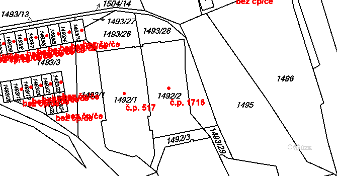 Rychnov nad Kněžnou 1716 na parcele st. 1492/2 v KÚ Rychnov nad Kněžnou, Katastrální mapa