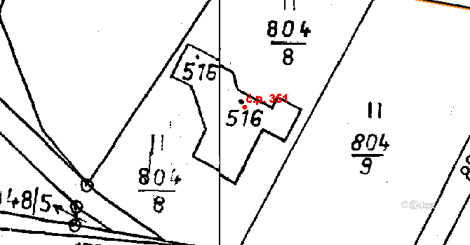 Jeřmanice 351 na parcele st. 516 v KÚ Jeřmanice, Katastrální mapa