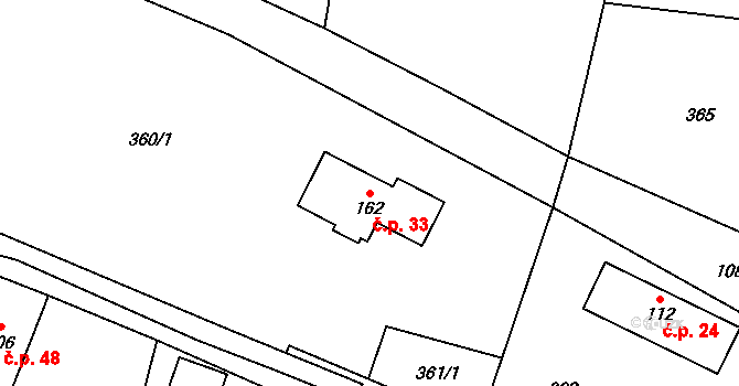 Světlá 33, Lhota pod Hořičkami na parcele st. 162 v KÚ Světlá u Hořiček, Katastrální mapa