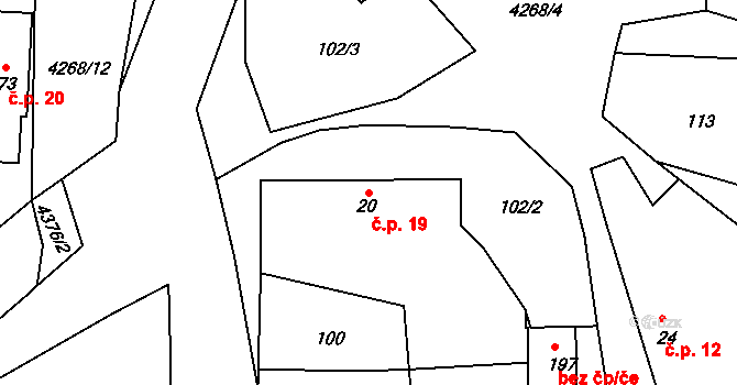 Bukovany 19 na parcele st. 20 v KÚ Bukovany u Týnce nad Sázavou, Katastrální mapa
